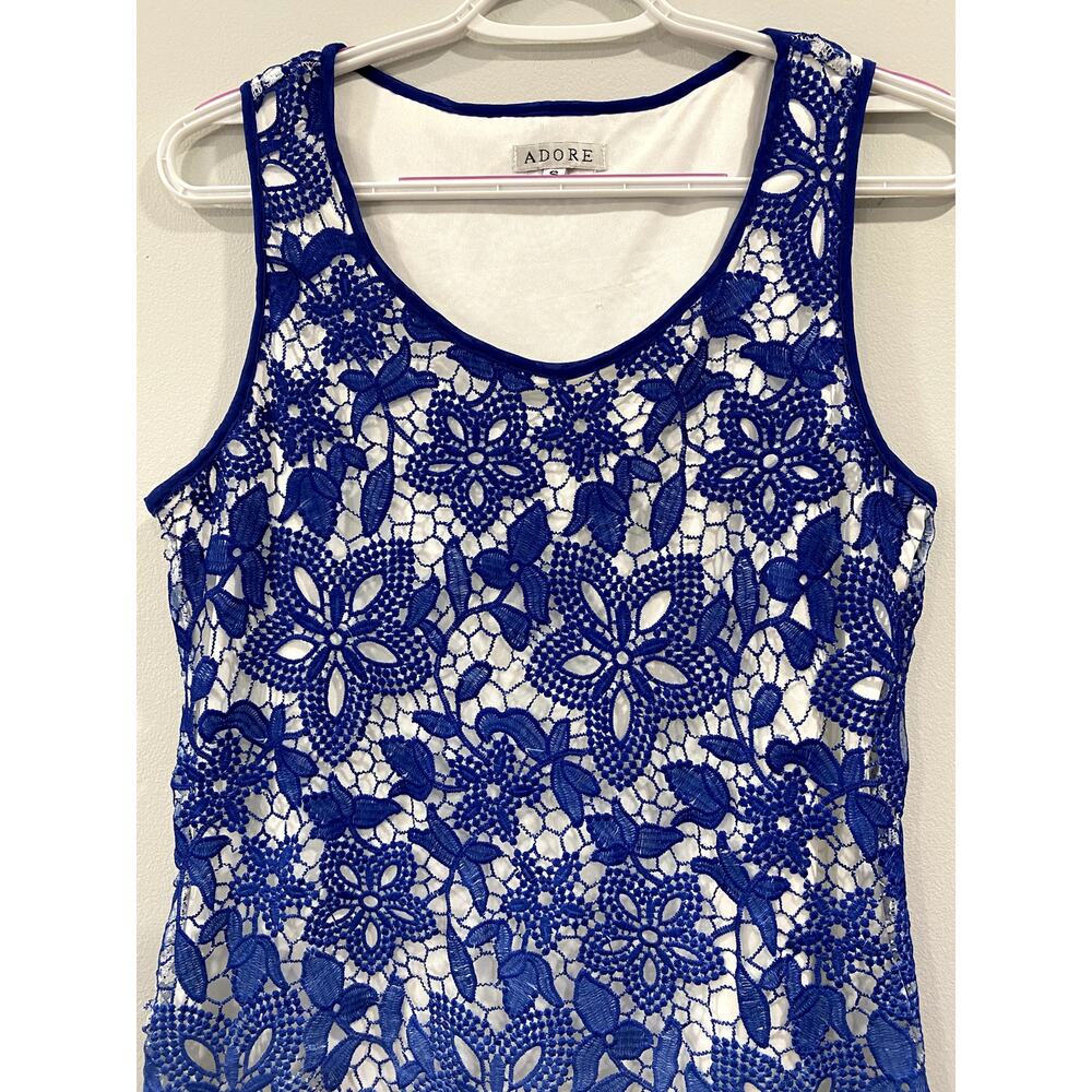 Adore Blue to white Ombre Lace Sleeveless Dress Size Small - Picture 4 of 11